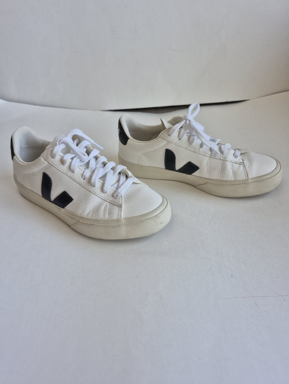 Veja Sneakers Campo White Black Leather Low Top Size 7 - Picture 9 of 15